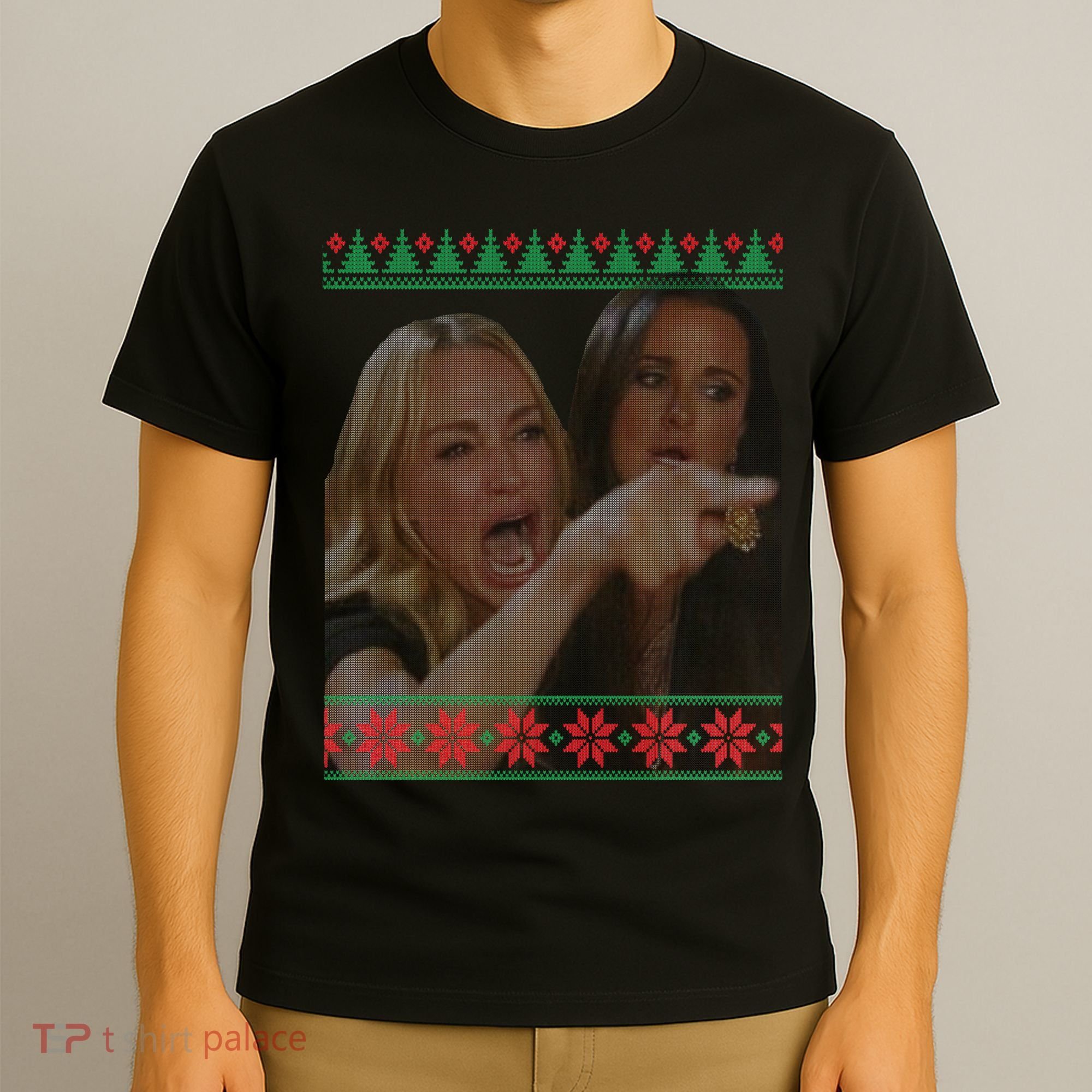 Yelling At Cat Meme Funny Ugly Christmas T-Shirt