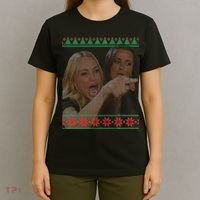 Yelling At Cat Meme Funny Ugly Christmas T-Shirt thumb 4