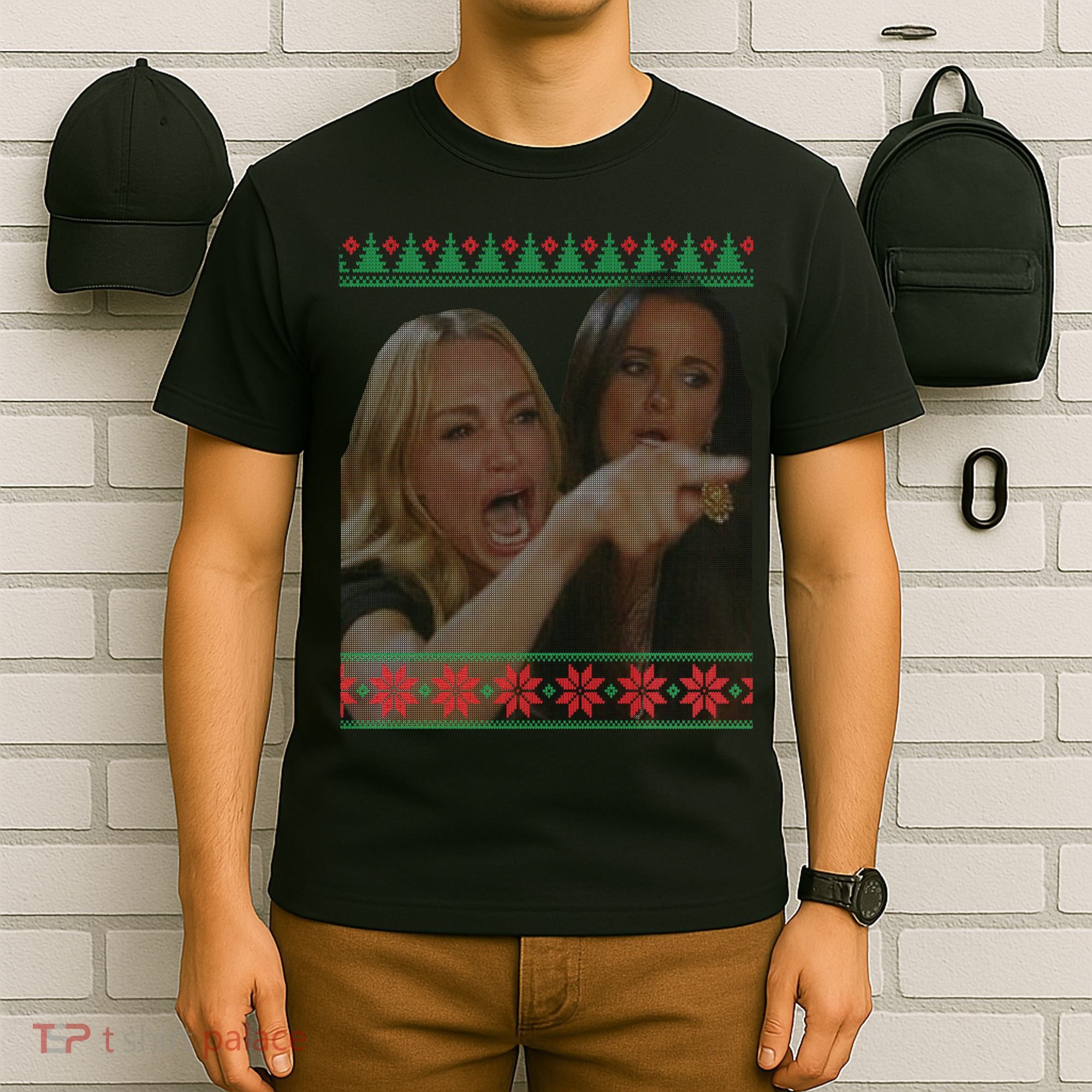 Yelling At Cat Meme Funny Ugly Christmas T-Shirt