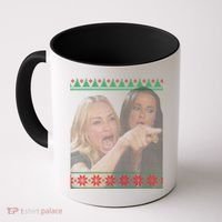 Yelling At Cat Meme Funny Ugly Christmas Coffee Mug thumb 0