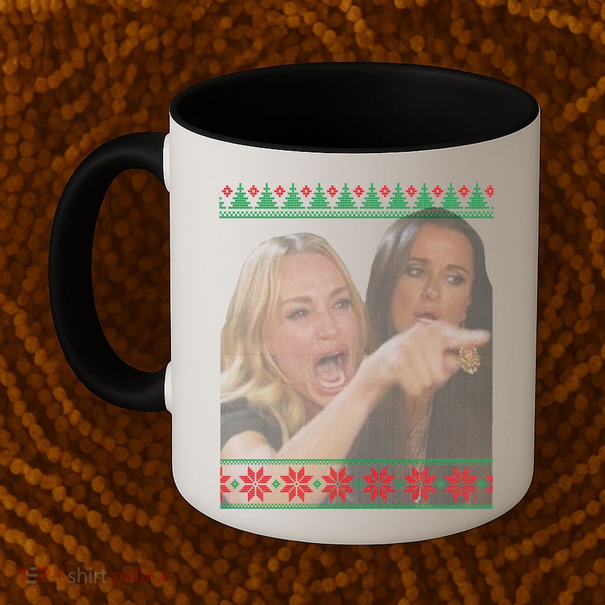 Yelling At Cat Meme Funny Ugly Christmas Coffee Mug