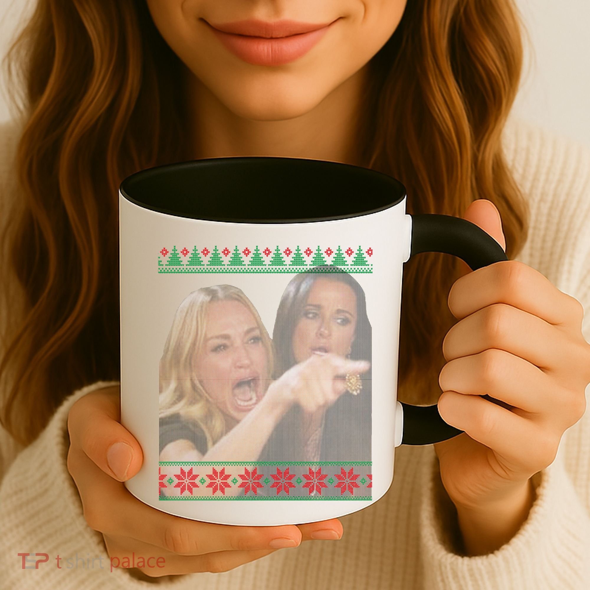 Yelling At Cat Meme Funny Ugly Christmas Coffee Mug