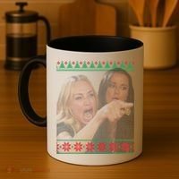 Yelling At Cat Meme Funny Ugly Christmas Coffee Mug thumb 4