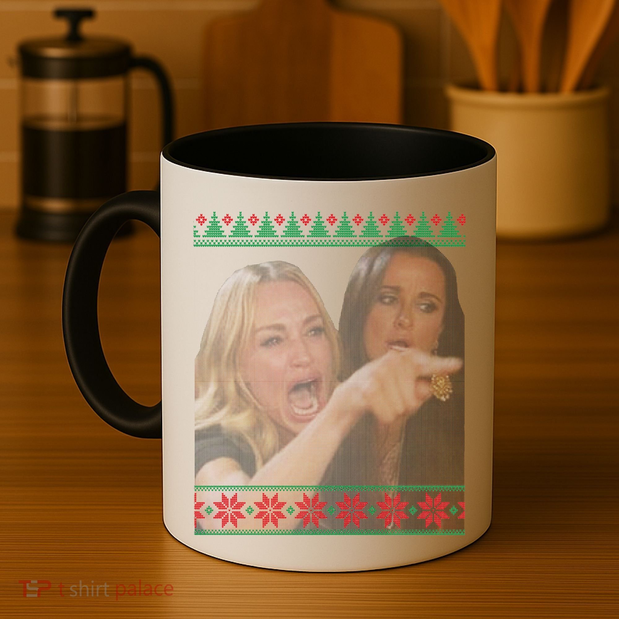Yelling At Cat Meme Funny Ugly Christmas Coffee Mug