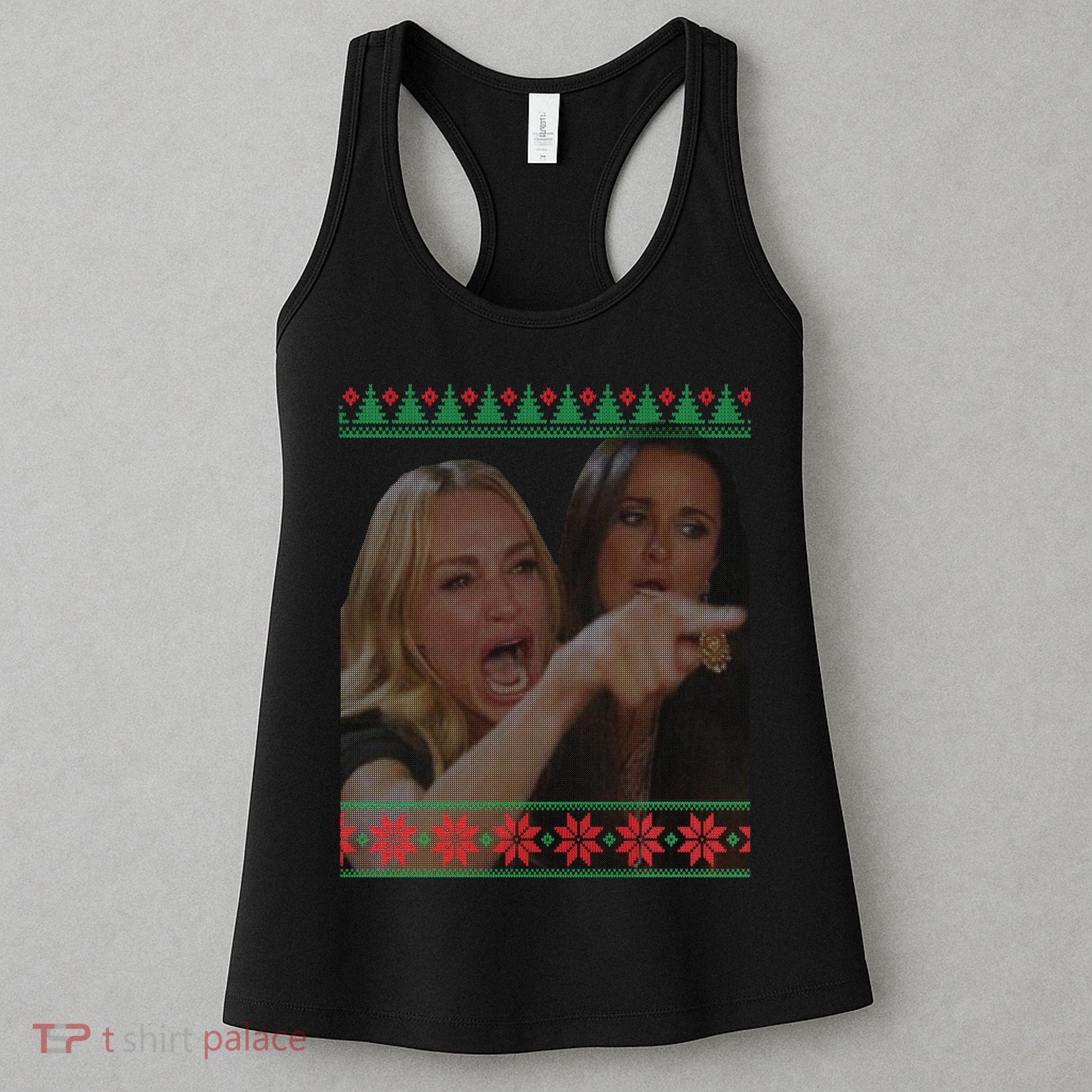 Yelling At Cat Meme Funny Ugly Christmas Women's Tank Top