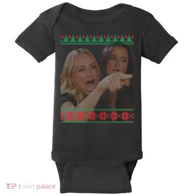 Yelling At Cat Meme Funny Ugly Christmas Baby Bodysuit
