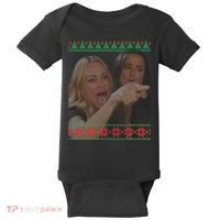 Yelling At Cat Meme Funny Ugly Christmas Baby Bodysuit thumb 0