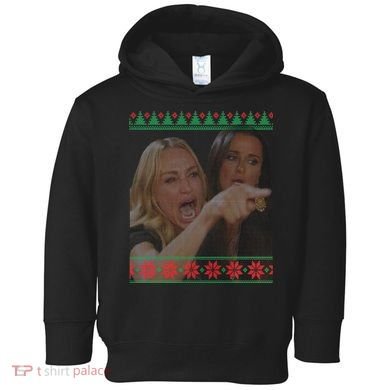 Yelling At Cat Meme Funny Ugly Christmas Toddler Hoodie