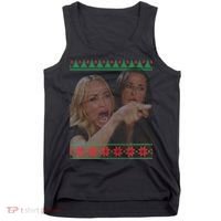 Yelling At Cat Meme Funny Ugly Christmas Tank Top thumb 0