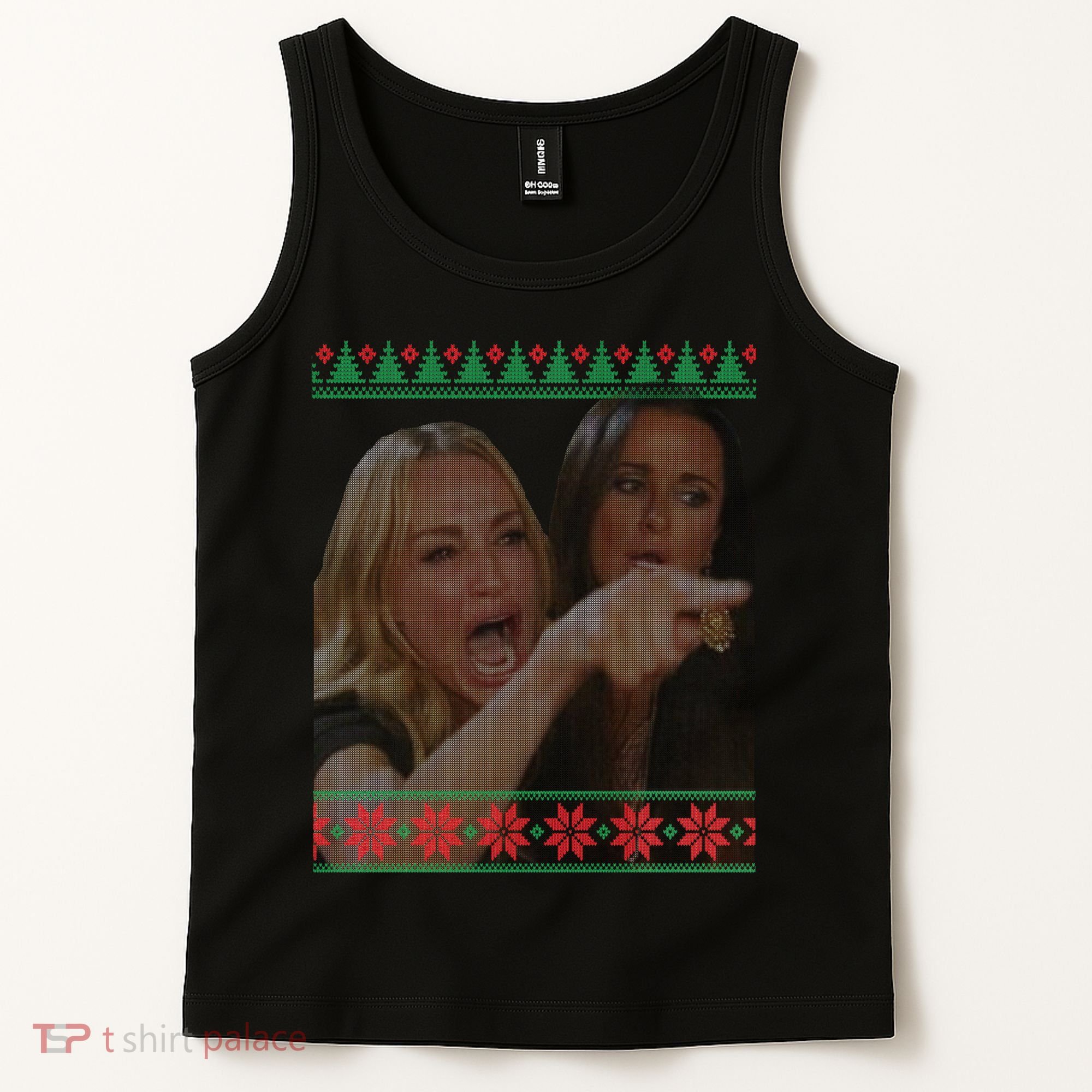 Yelling At Cat Meme Funny Ugly Christmas Tank Top