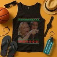 Yelling At Cat Meme Funny Ugly Christmas Tank Top thumb 4