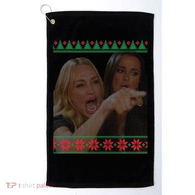 Yelling At Cat Meme Funny Ugly Christmas Golf Towel