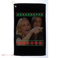 Yelling At Cat Meme Funny Ugly Christmas Golf Towel thumb 0
