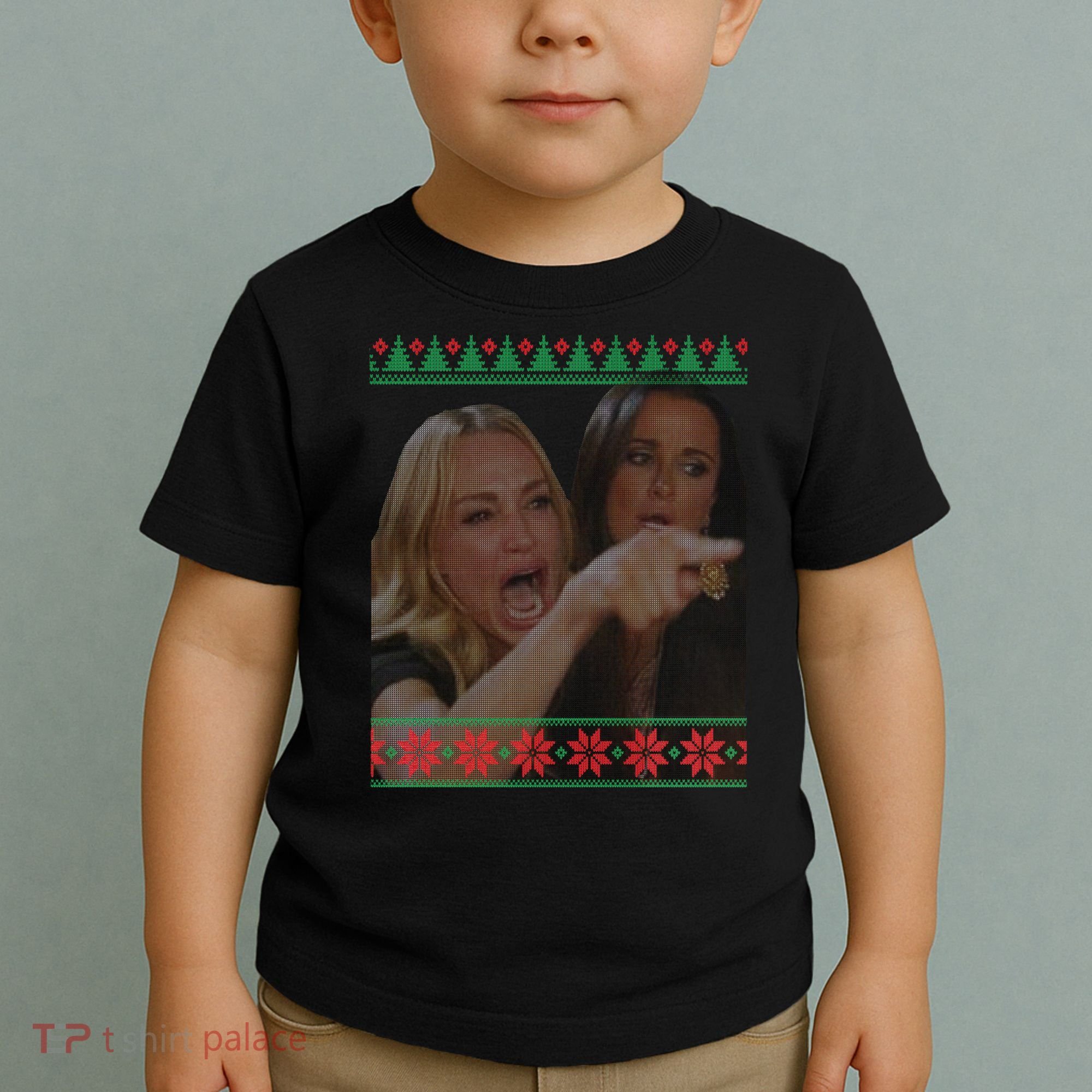 Yelling At Cat Meme Funny Ugly Christmas Toddler T-Shirt