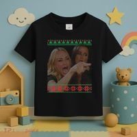 Yelling At Cat Meme Funny Ugly Christmas Toddler T-Shirt thumb 3