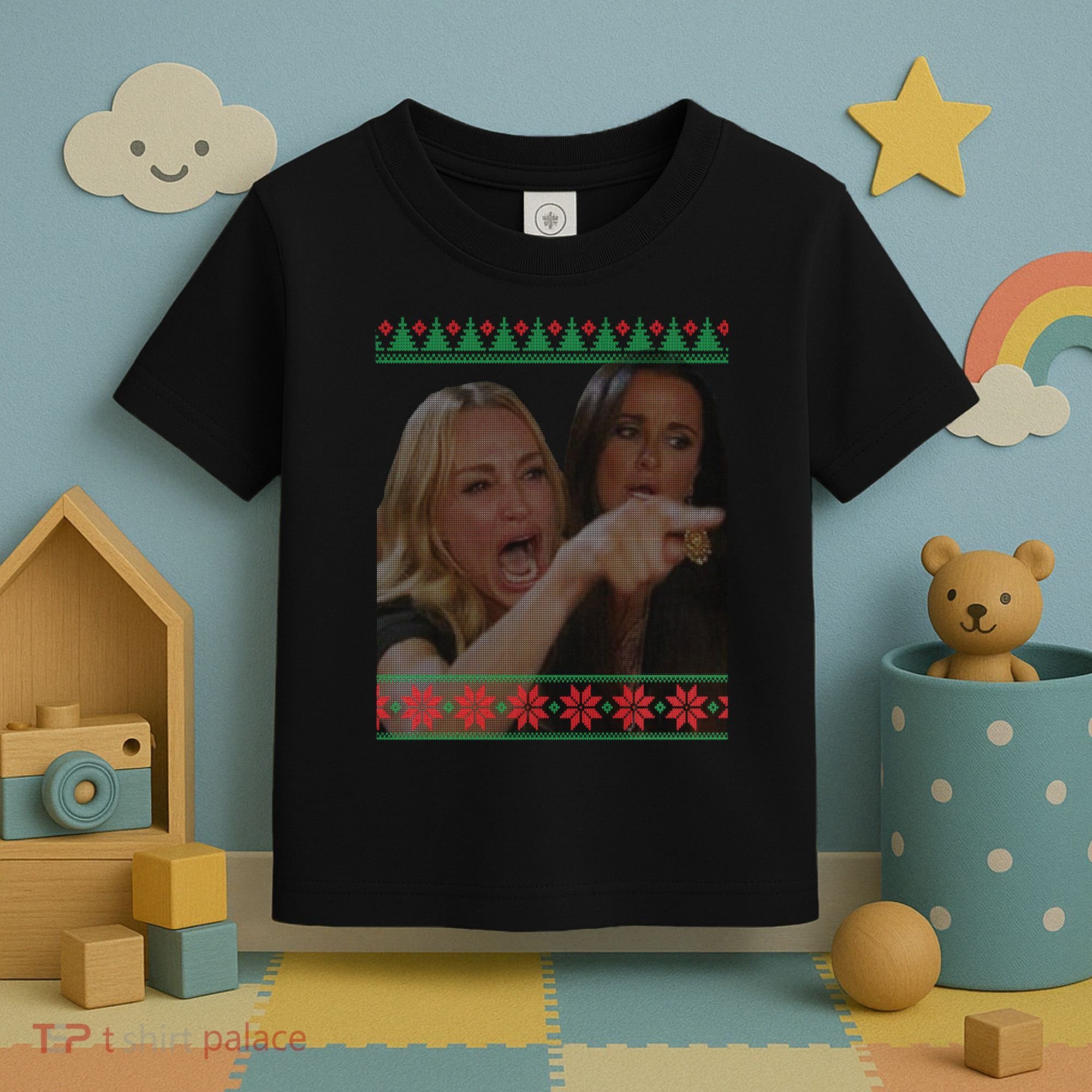 Yelling At Cat Meme Funny Ugly Christmas Toddler T-Shirt