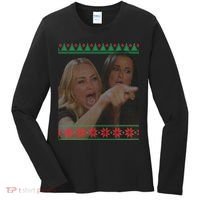 Yelling At Cat Meme Funny Ugly Christmas Women's Long Sleeve Shirt thumb 0