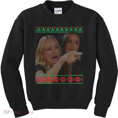 Yelling At Cat Meme Funny Ugly Christmas Kids Sweatshirt