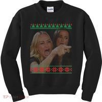 Yelling At Cat Meme Funny Ugly Christmas Kids Sweatshirt thumb 0