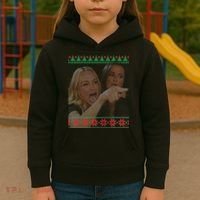 Yelling At Cat Meme Funny Ugly Christmas Kids Hoodie thumb 3