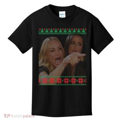 Yelling At Cat Meme Funny Ugly Christmas Kids T-Shirt