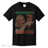 Yelling At Cat Meme Funny Ugly Christmas Kids T-Shirt thumb 0