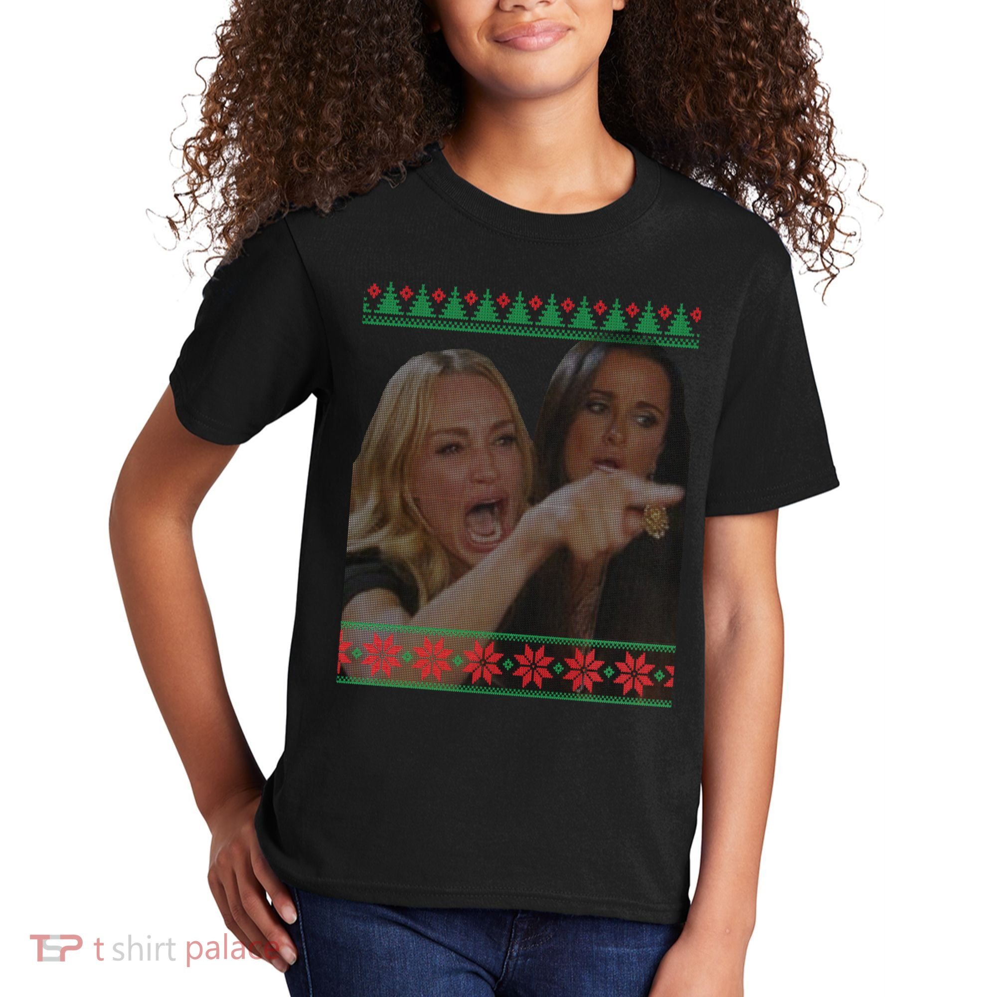 Yelling At Cat Meme Funny Ugly Christmas Kids T-Shirt
