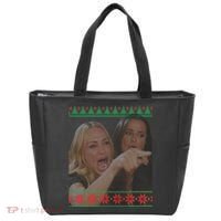 Yelling At Cat Meme Funny Ugly Christmas Tote Bag thumb 0