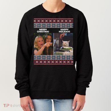 Yelling Cat Meme Christmas Sweater Funny Women's Sweatshirt