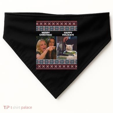 Yelling Cat Meme Christmas Sweater Funny USA-Made Doggie Bandana