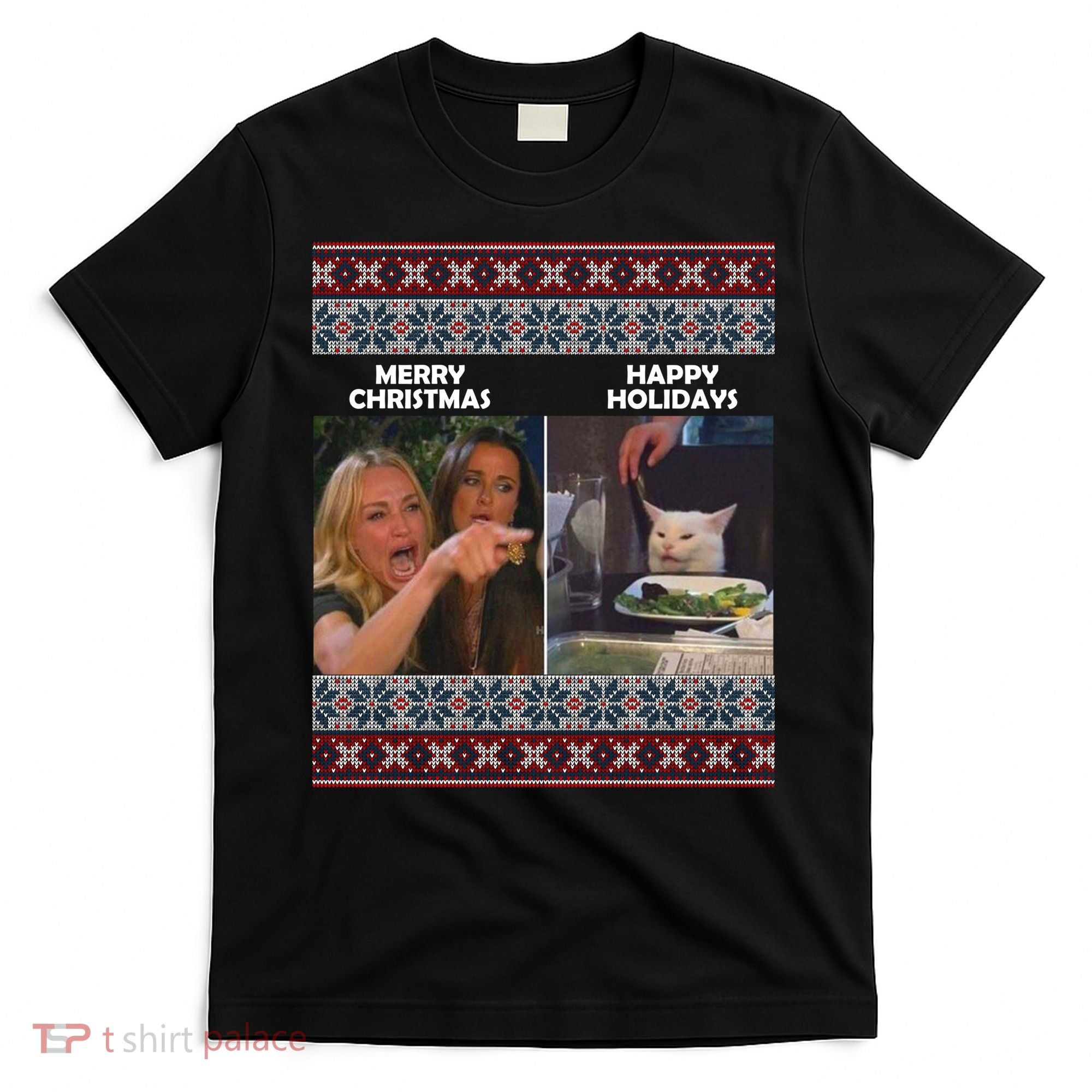 Yelling Cat Meme Christmas Sweater Funny T-Shirt