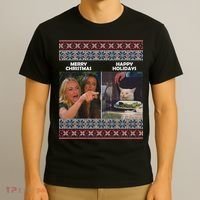 Yelling Cat Meme Christmas Sweater Funny T-Shirt thumb 3