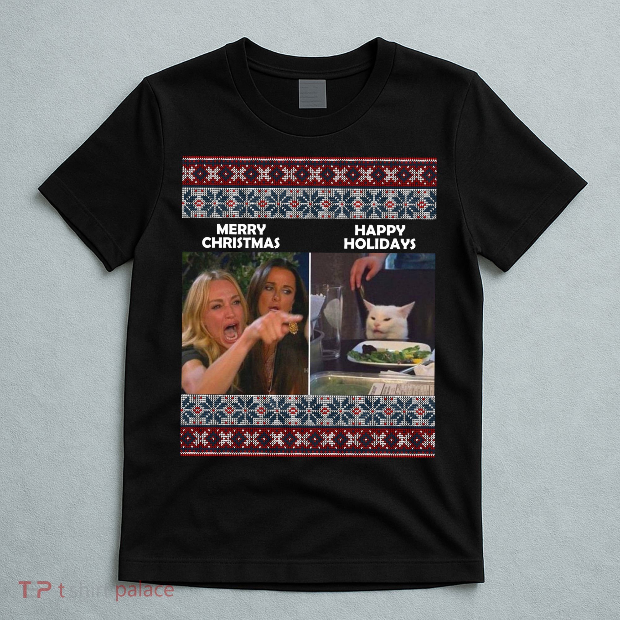 Yelling Cat Meme Christmas Sweater Funny T-Shirt