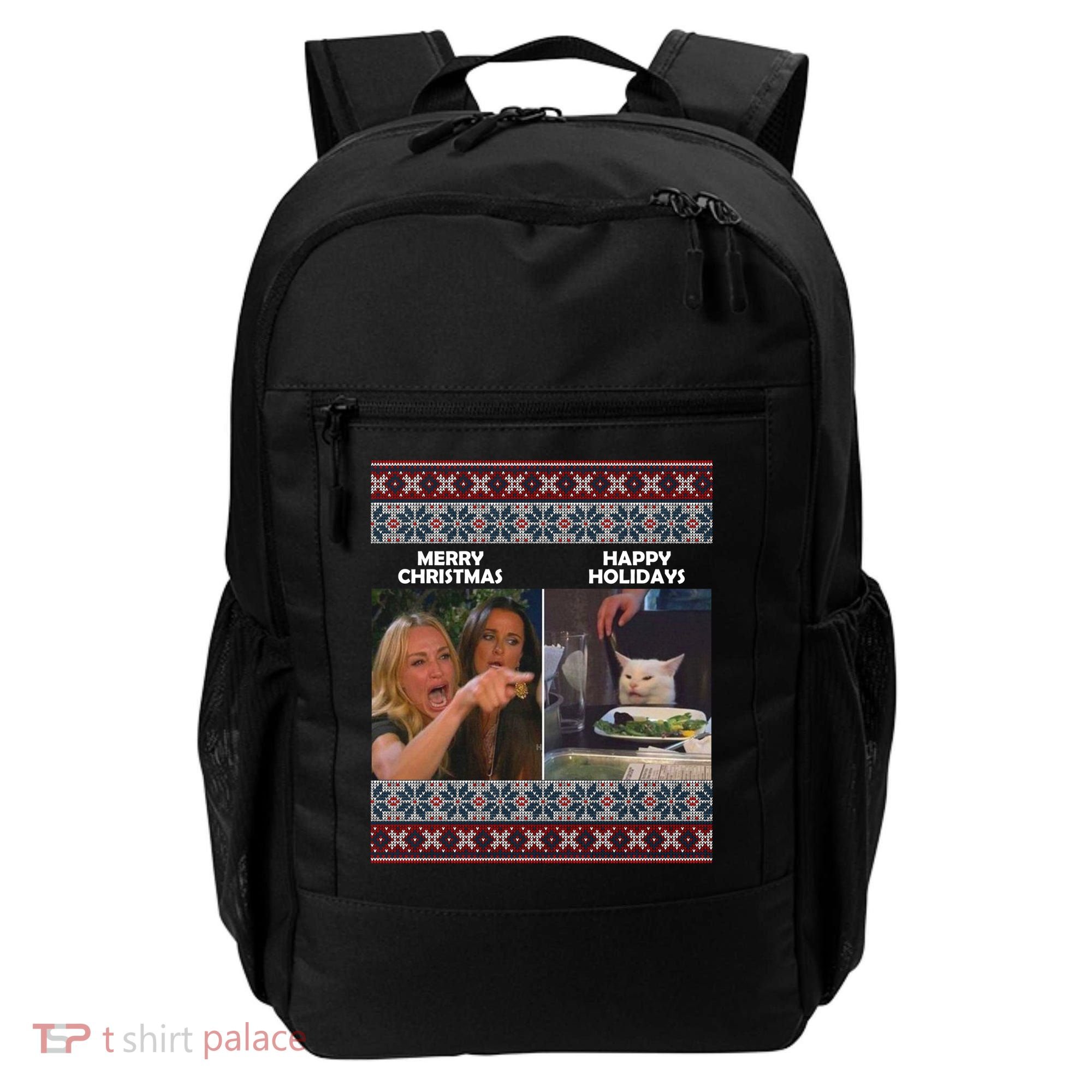 Yelling Cat Meme Christmas Sweater Funny Backpack