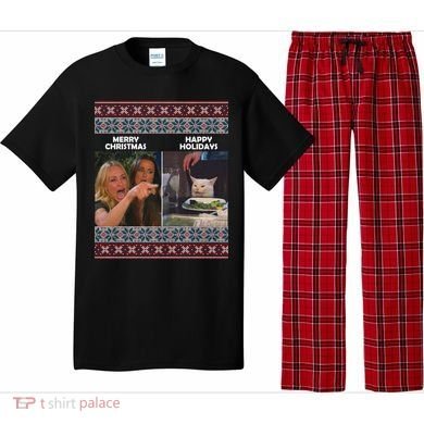Yelling Cat Meme Christmas Sweater Funny Pajama Set
