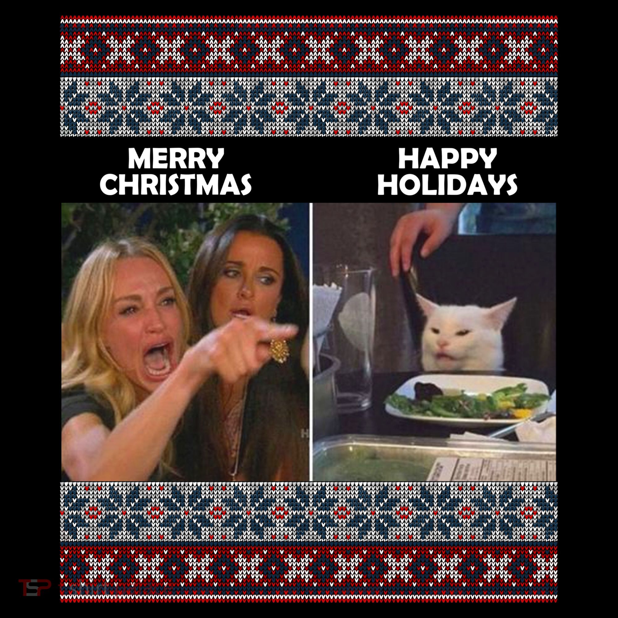 Yelling Cat Meme Christmas Sweater Funny Women's Tank Top