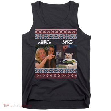Yelling Cat Meme Christmas Sweater Funny Tank Top