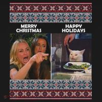 Yelling Cat Meme Christmas Sweater Funny Women's Long Sleeve Shirt thumb 2