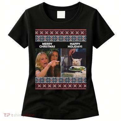 Yelling Cat Meme Christmas Sweater Funny Women's T-Shirt