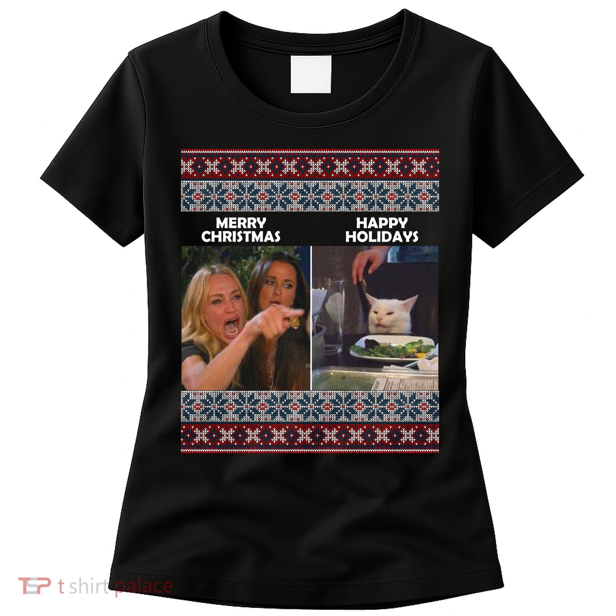 Yelling Cat Meme Christmas Sweater Funny Women's T-Shirt
