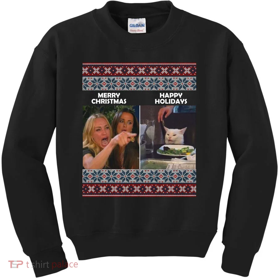 Yelling Cat Meme Christmas Sweater Funny Kids Sweatshirt