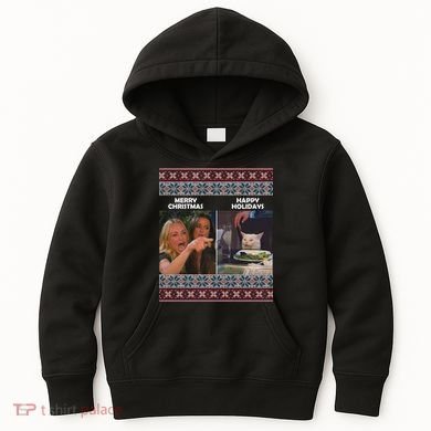 Yelling Cat Meme Christmas Sweater Funny Kids Hoodie