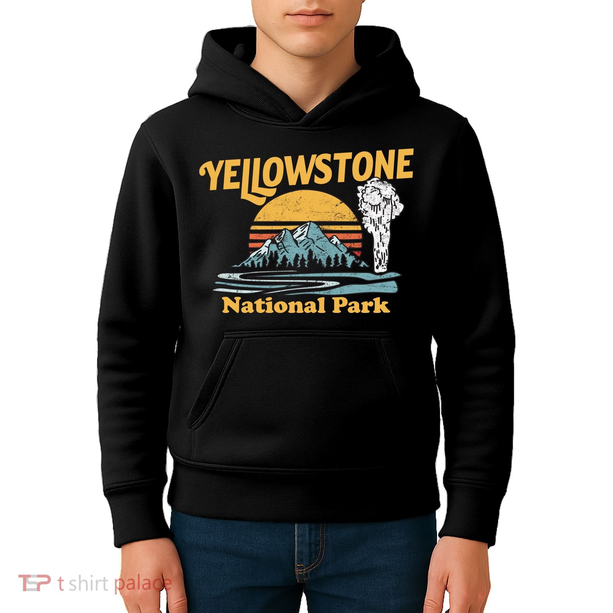 Yellow Stone Park Retro Kids Hoodie