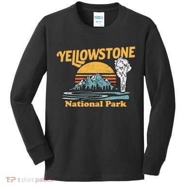 Yellow Stone Park Retro Kids Long Sleeve Shirt