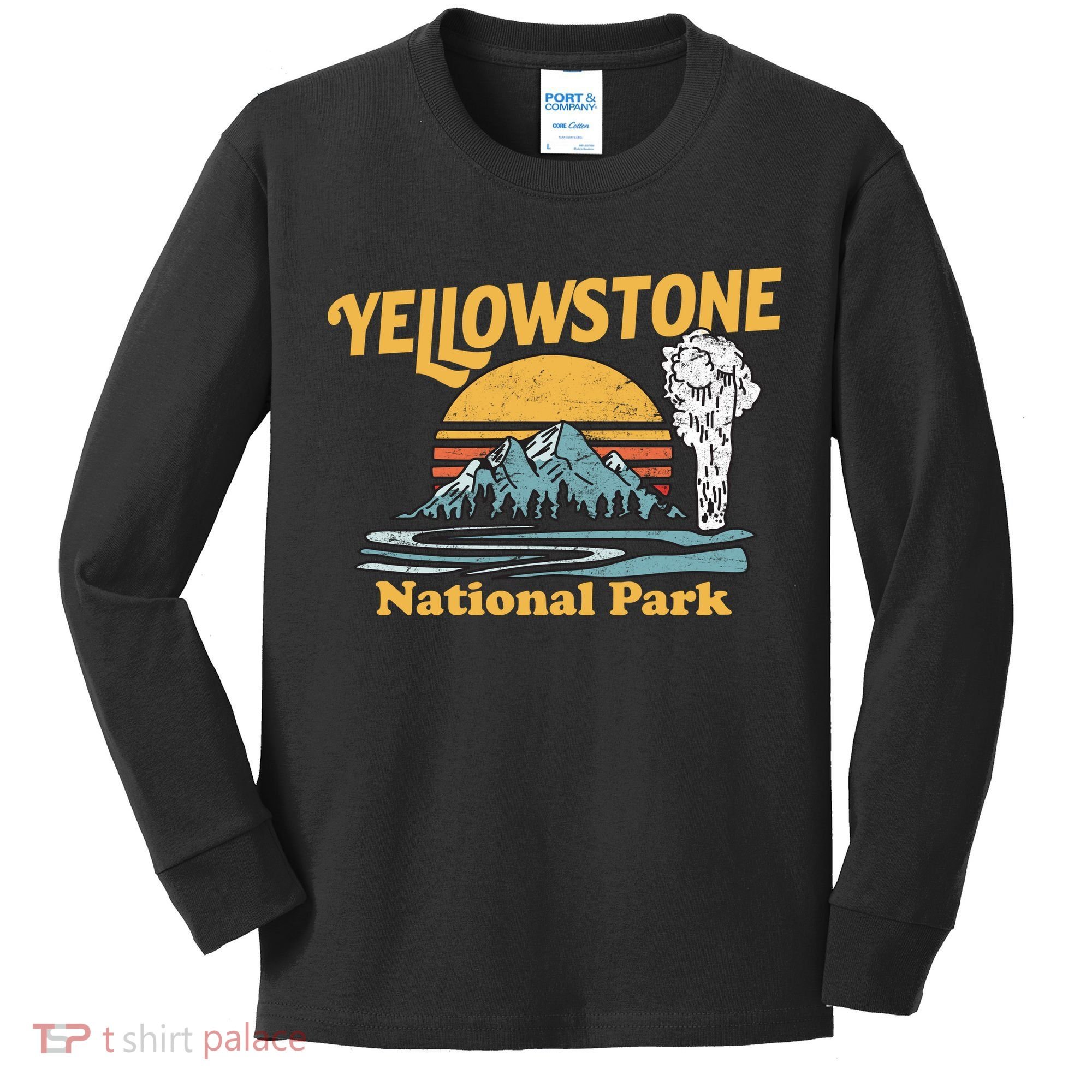 Yellow Stone Park Retro Kids Long Sleeve Shirt