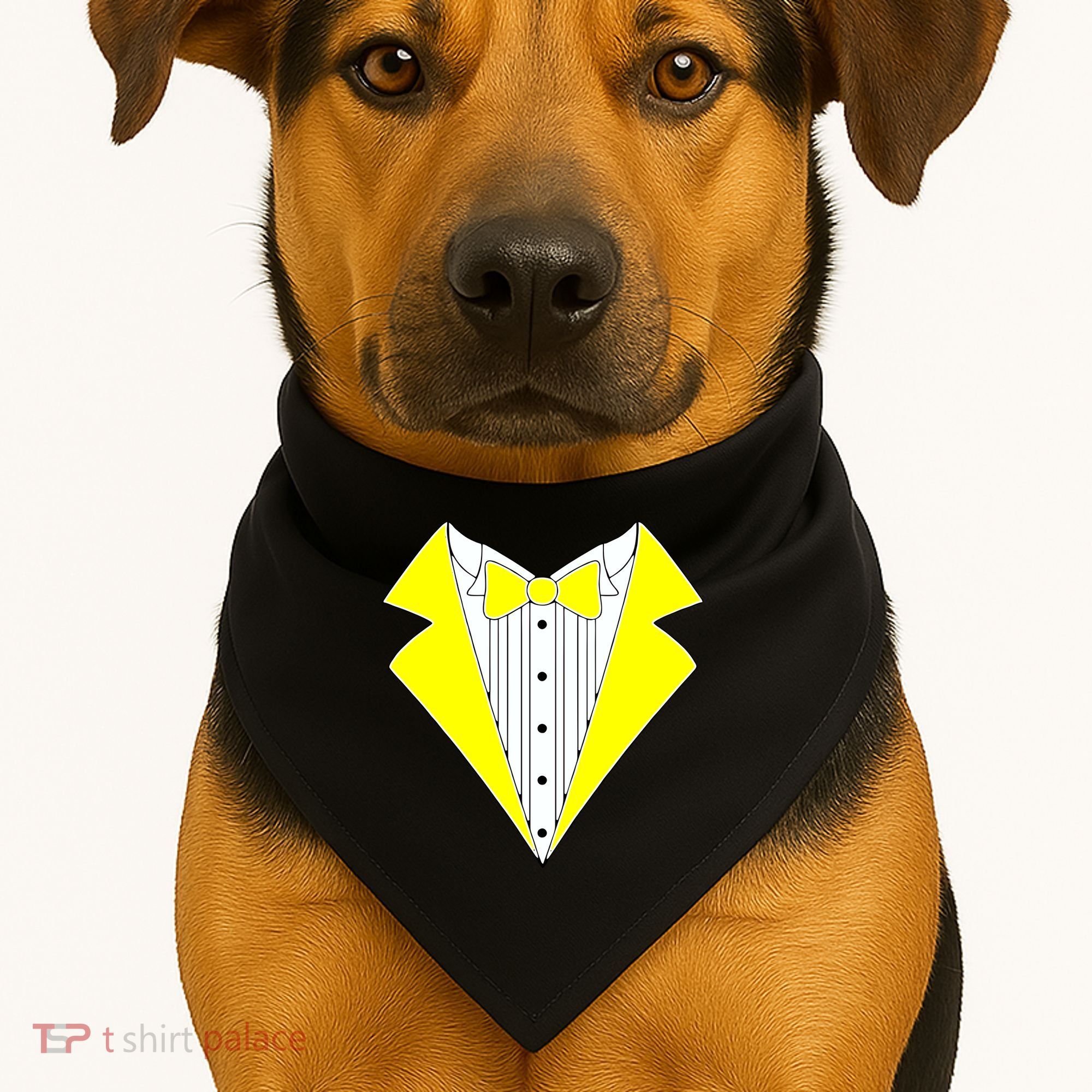 Yellow Tuxedo Tux Wedding USA-Made Doggie Bandana