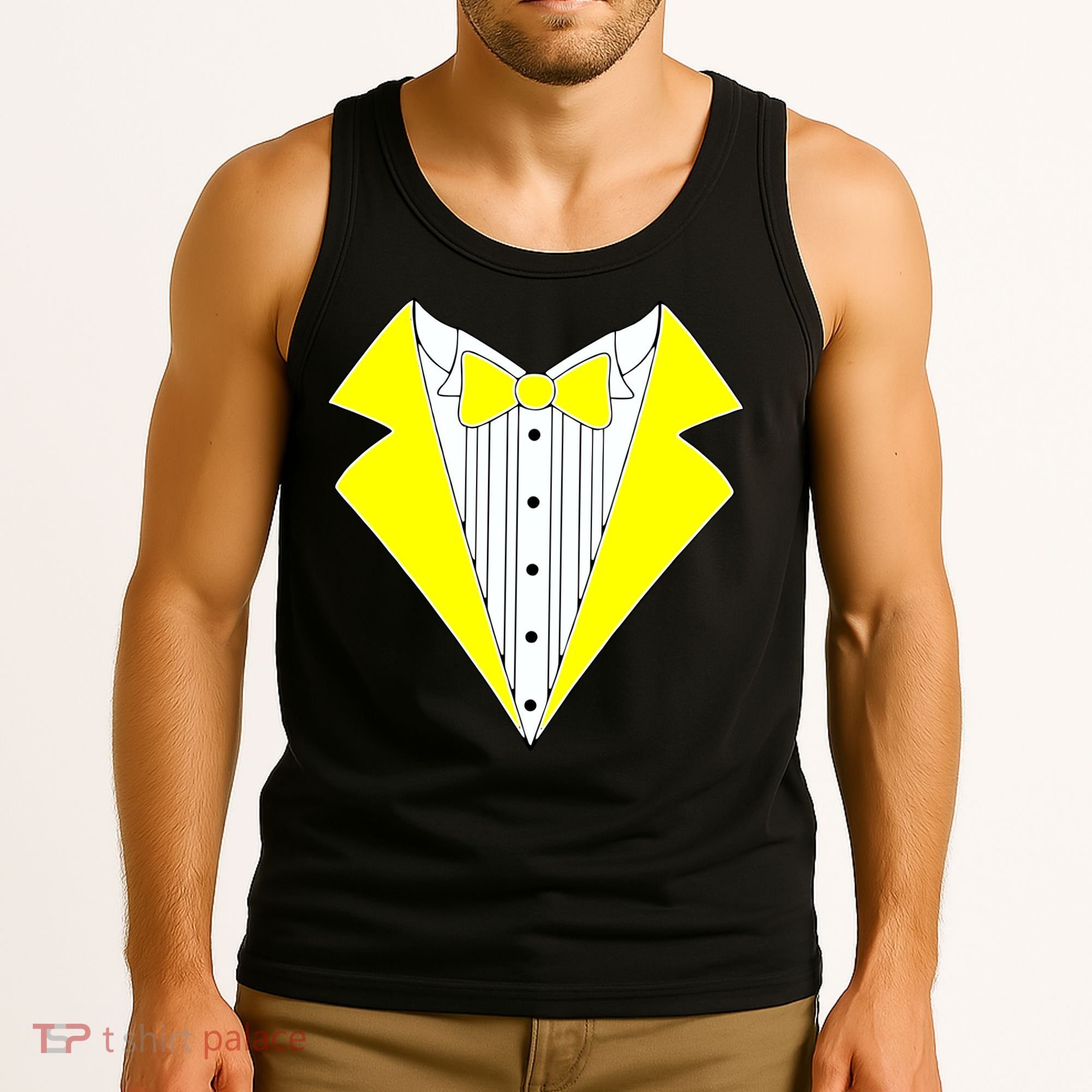 Yellow Tuxedo Tux Wedding Tank Top