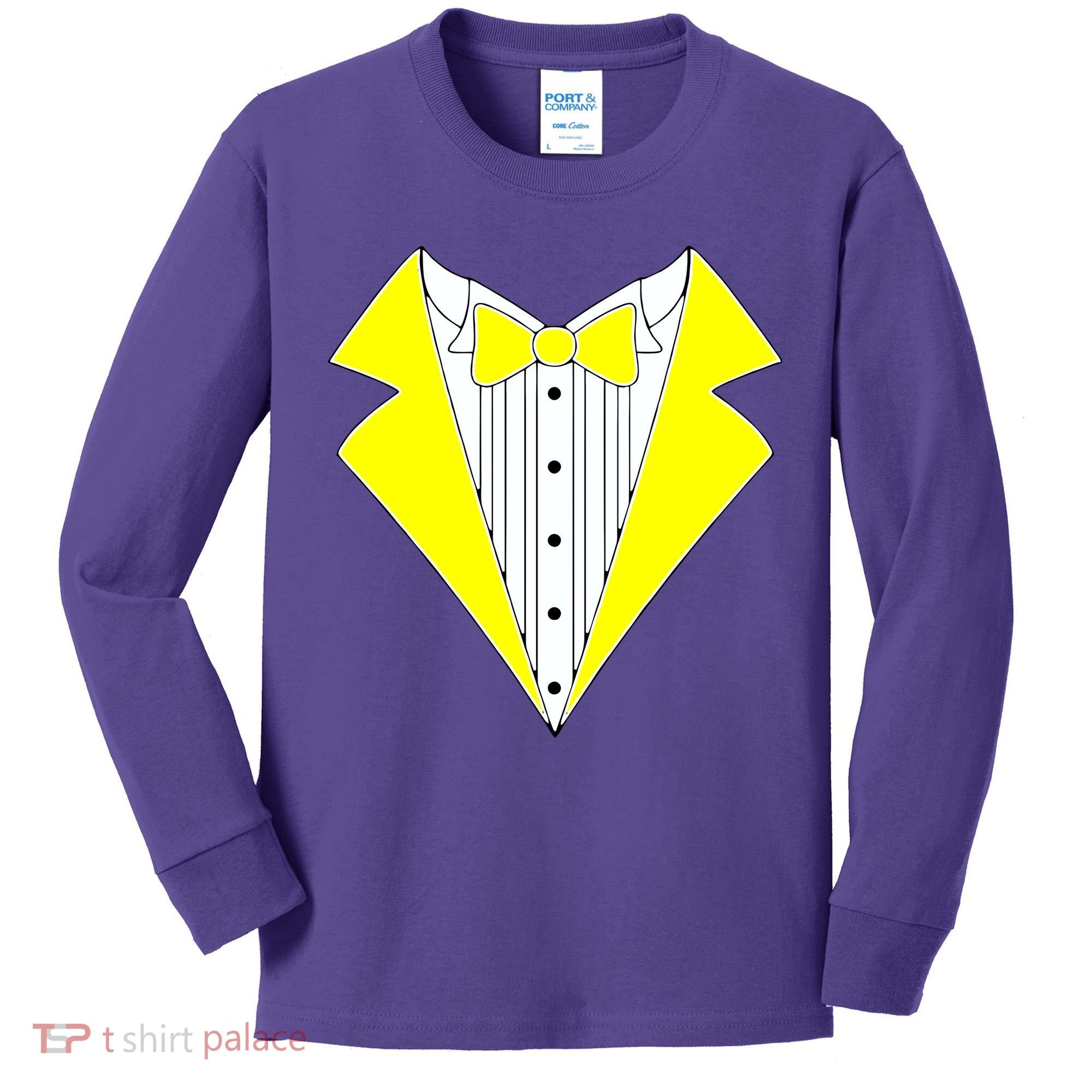 Yellow Tuxedo Tux Wedding Kids Long Sleeve Shirt