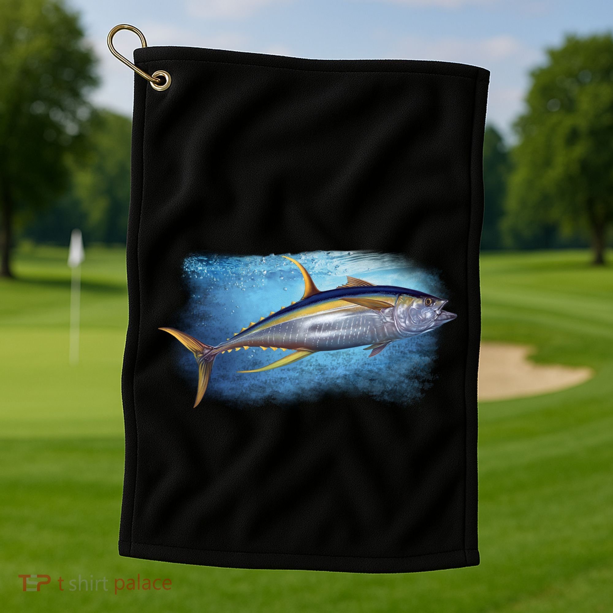 Yellowfin Tuna Swimming Golf Towel