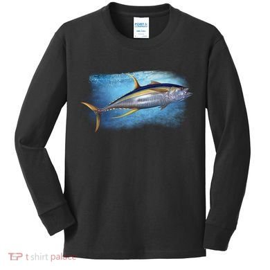Yellowfin Tuna Swimming Kids Long Sleeve Shirt